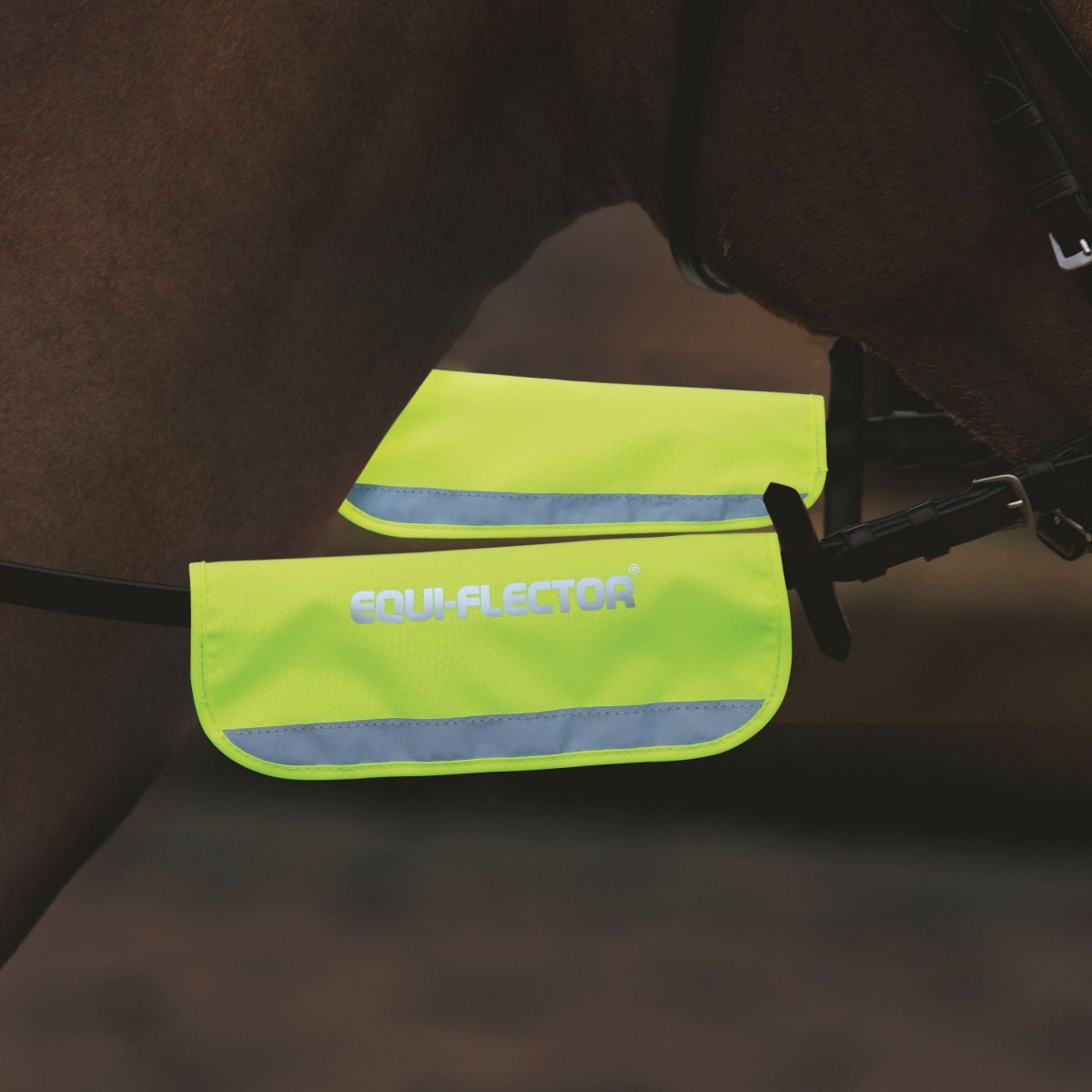 Reflex som fästs på tygeln